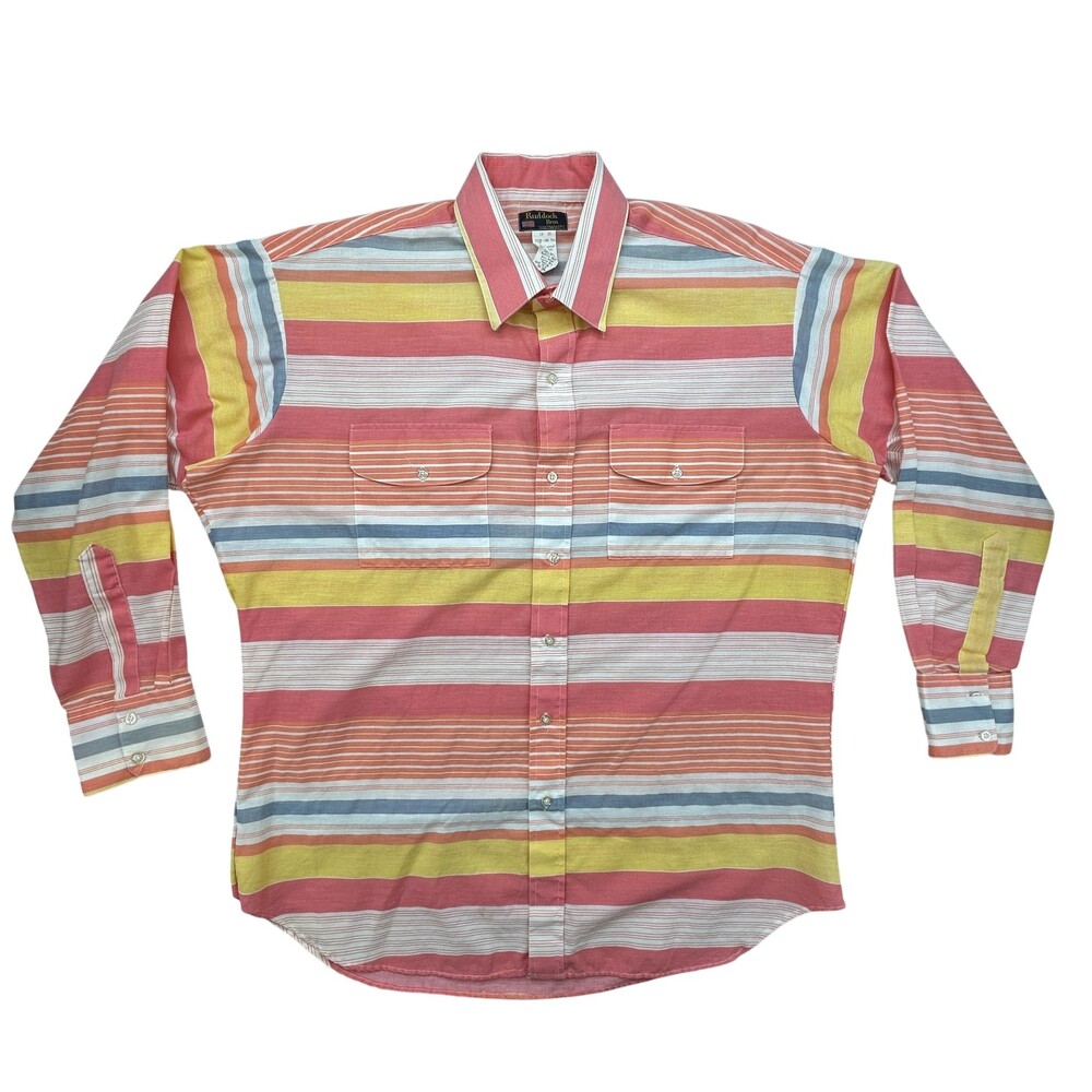 Vintage Ruddock Bros Shirt Mens 16 35 Western Long Sleeve Striped USA 9800K